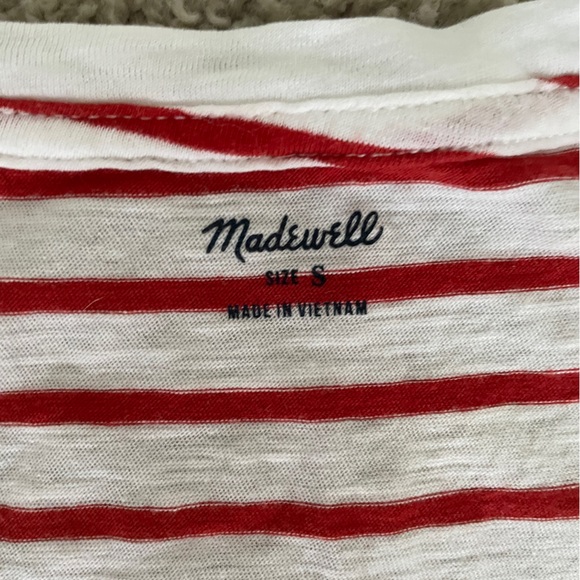 Madewell | Theresa V-Neck Stripe Tank | Red White Shirt | 100% Cotton K7952 | S - Picture 3 of 8